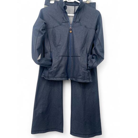 Lululemon 6 Set Jacket Full Zip Sweatshirt Denim Flare Groove Pants 2-Piece RARE - Picture 1 of 10